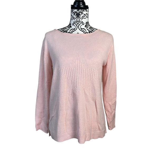 WIT & WISDOM | Women's Pink Cable Knit Star Sweater Small - Picture 2 of 7